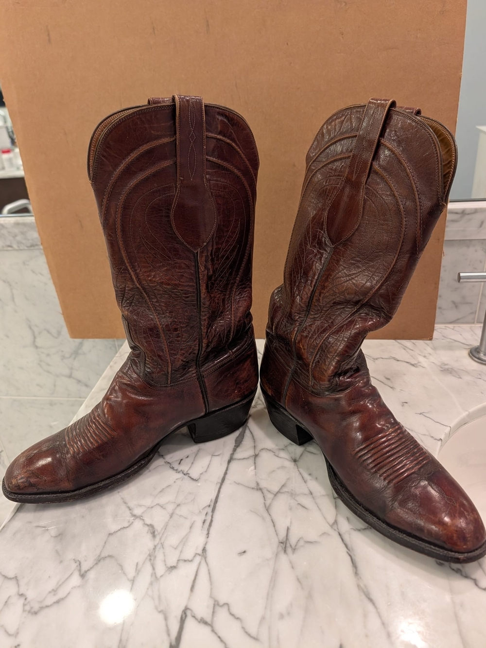 Lucchesse 8.5 EEE Weather Men's Brown Western Cowboy Boots
